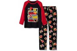 Tebbis 2-Piece Cozy Pajamas For Little/Big Trendy Boys Black Skateboarding Long Sleeves Soft PJs Set Kid Size 6-18