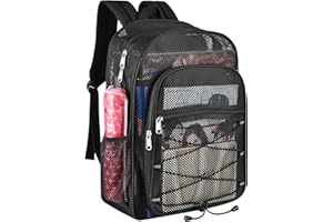 Busiuw Heavy Duty Mesh Backpacks for Adults, Mesh School Bags for Boys and Girls, See Through School Bags with Adjustable Straps for Swimming, Fitness, Sports, Carry Portable Oxygen Concentrators
