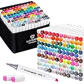 SAVZJSD 120 Colors Alcohol Markers, Dual Tips Alcohol-Based Art Markers for Artists and Adults in Coloring, Painting (Fine & Broad