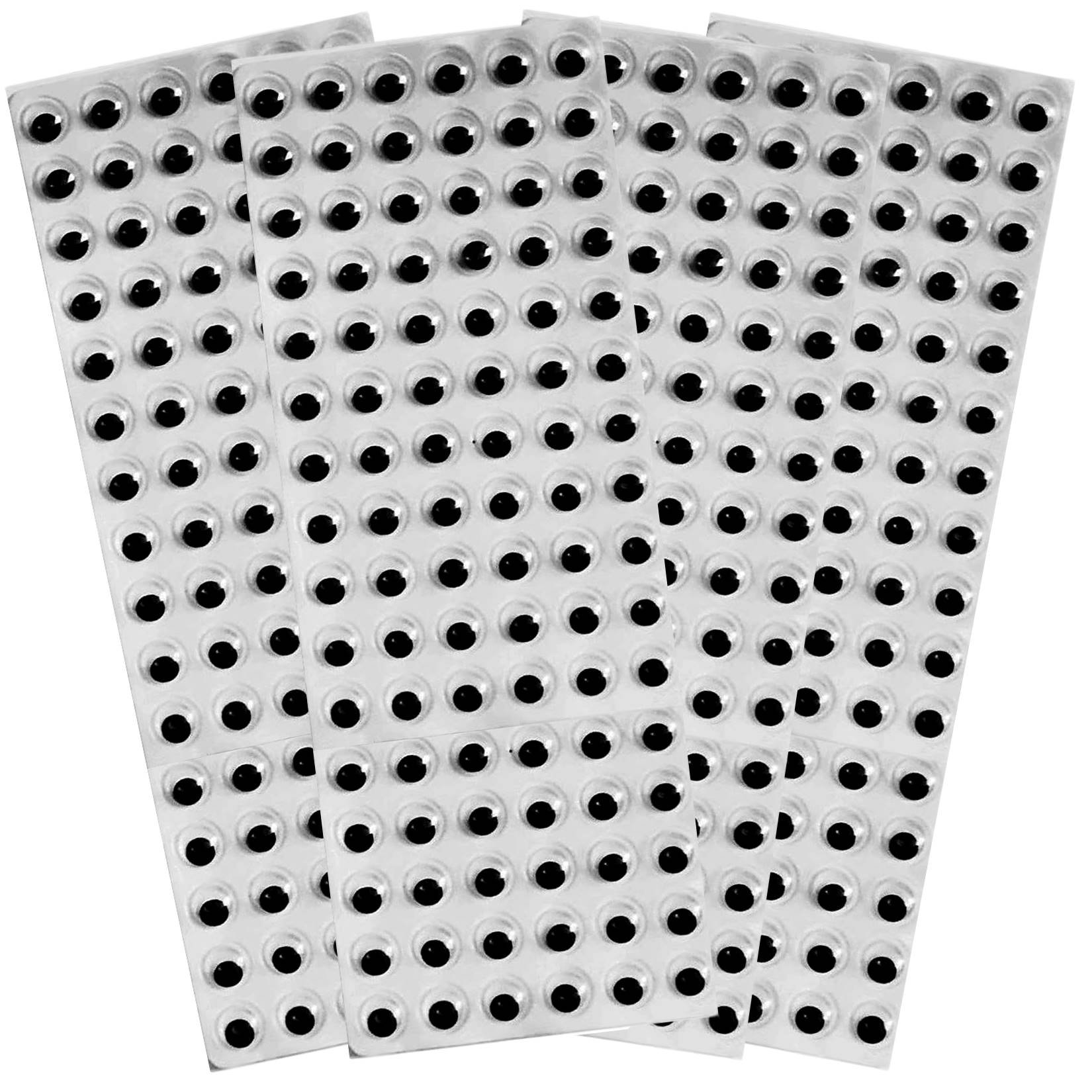 10mm Googly Wobbly Wiggly Wiggle Eyes Black Self Adhesive Peel and Stick 384 Eyes 4 Sheets of 96 For Crafts Crafting Scrapbooking …