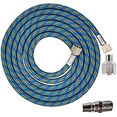 Super More 6-Ft Braided Airbrush Air Hose Standard 1/8" - 1/4" Adapter Suit for Airbursh Kit 3 in 1