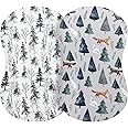 Pobi Baby - 2 Pack Premium Bassinet Sheets for Standard Bassinets - Ultra-Soft Cotton Blend, Stylish Animal Woodland Pattern, Safe and Snug for Baby (Magical)