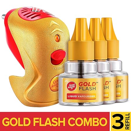 Good Knight Gold Flash - Mosquito Repellent Combo Pack (Machine + 3 Refills)