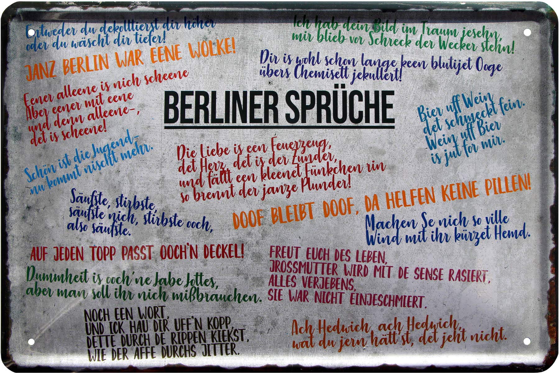 Berlin Sayings Snout 20 x 30 cm Funny Decorative Tin Sign 791