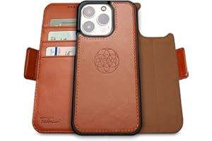 Dreem Fibonacci iPhone 14 Pro Max Wallet case / 2-in-1 Shockproof case and Detachable Vegan Leather Folio, MagSafe Compatible, RFID Protection [Caramel]