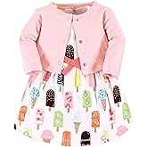 Touched by Nature Infant Toddler Girls Organic Cotton Dress and Cardigan, Rainbows Sunshine