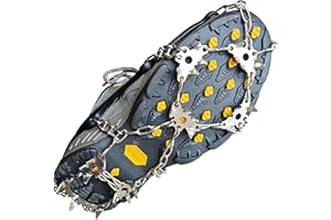 BITNOO Ice Grippers for Shoes and Boots - 28-Spike Crampons for Safe Walking, Jogging, Hiking, and Mountaineering on Snow and Ice