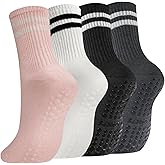 flintronic Non-Slip Yoga Socks, Pilates Socks with Grips for Women, Yoga Crew Socks for Barre, Grippy Pilates Socks for Dance, Barre Ballet, Fitness, Home