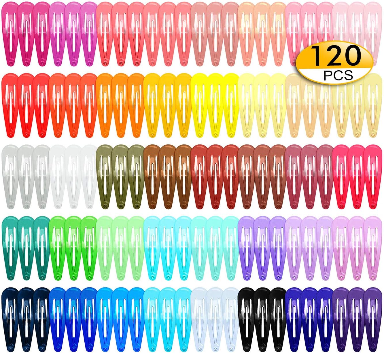 Paquete de 120 pinzas para el pelo para niñas, 40 colores surtidos de caramelos, pinzas de 2 pulgadas, pasadores de metal sin deslizamiento, para niños, adolescentes, mujeres