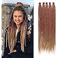 Leeven 40 Strands 24 Inch Synthetic Dreadlock Extensions Ombre Copper Red to Honey Blonde Single Ended Dread Extensions Handmade SE Thin Hippie Dreads 0.6 cm Soft Loc Extensions for Women Men
