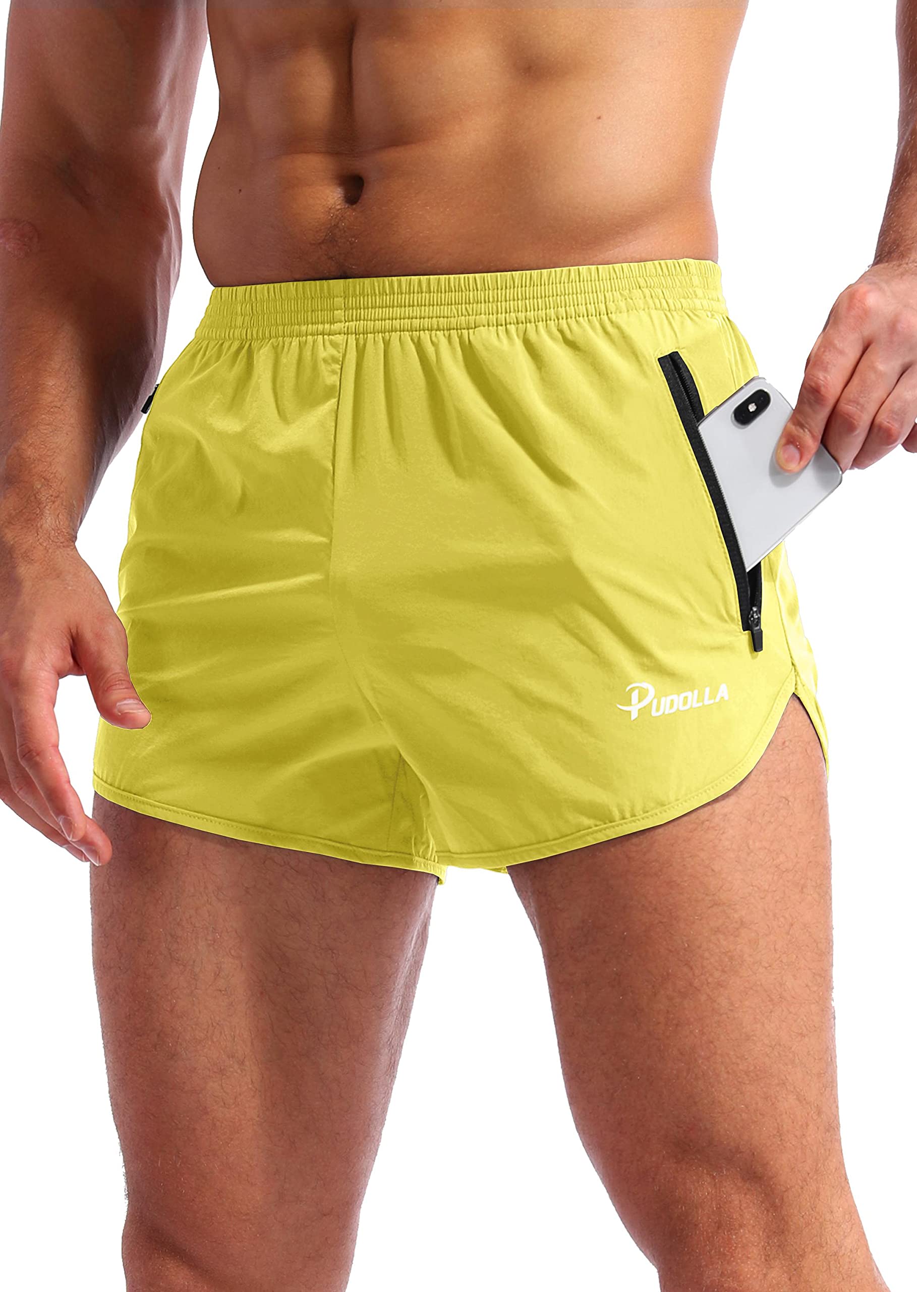 Pudolla Men's Running Shorts Inch Quick Dry Gym Athletic Workout