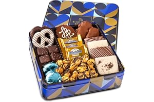 Blue Bow Gourmet Artisanal Chocolate Assortment Gift Tin for Birthday, Thank You, Business Gifts, Holiday