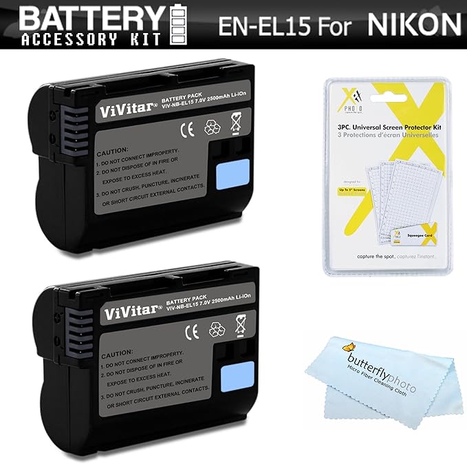 2 Pack Battery Kit For Nikon D7200, D750, D7100, D7000, D600, D610