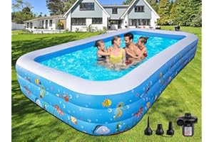 BEFAMALI Inflatable Pool with Pump - 130'' x 72'' x 22'' Large Family Swimming Pool for Adults, Outdoor Blow Up Pool for Backyard, Garden