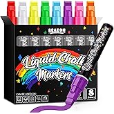 Reaeon Jumbo Liquid Chalk Markers for Blackboards, Bold Color Erasable Chalk Pens with 10mm 3 in 1 Nib, Washable Dust-Free Pens for Glass, Signs, Windows, Cars, Chalkboard (8-Pack)