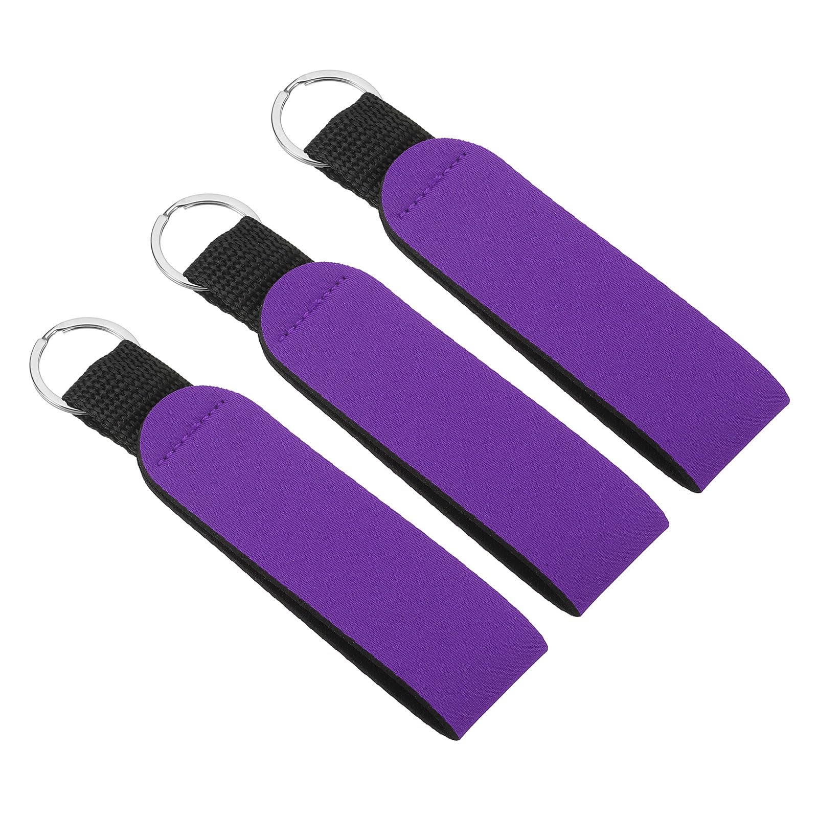 PATIKIL Floating Neoprene Keychain, 3 Pcs Waterproof Buoyant Key Ring Sublimation Float Keychain for Outdoor Water Sports, Dark Purple
