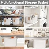TIMEYARD Woven Storage Basket Cotton Rope 33x25x22.5cm White view 6