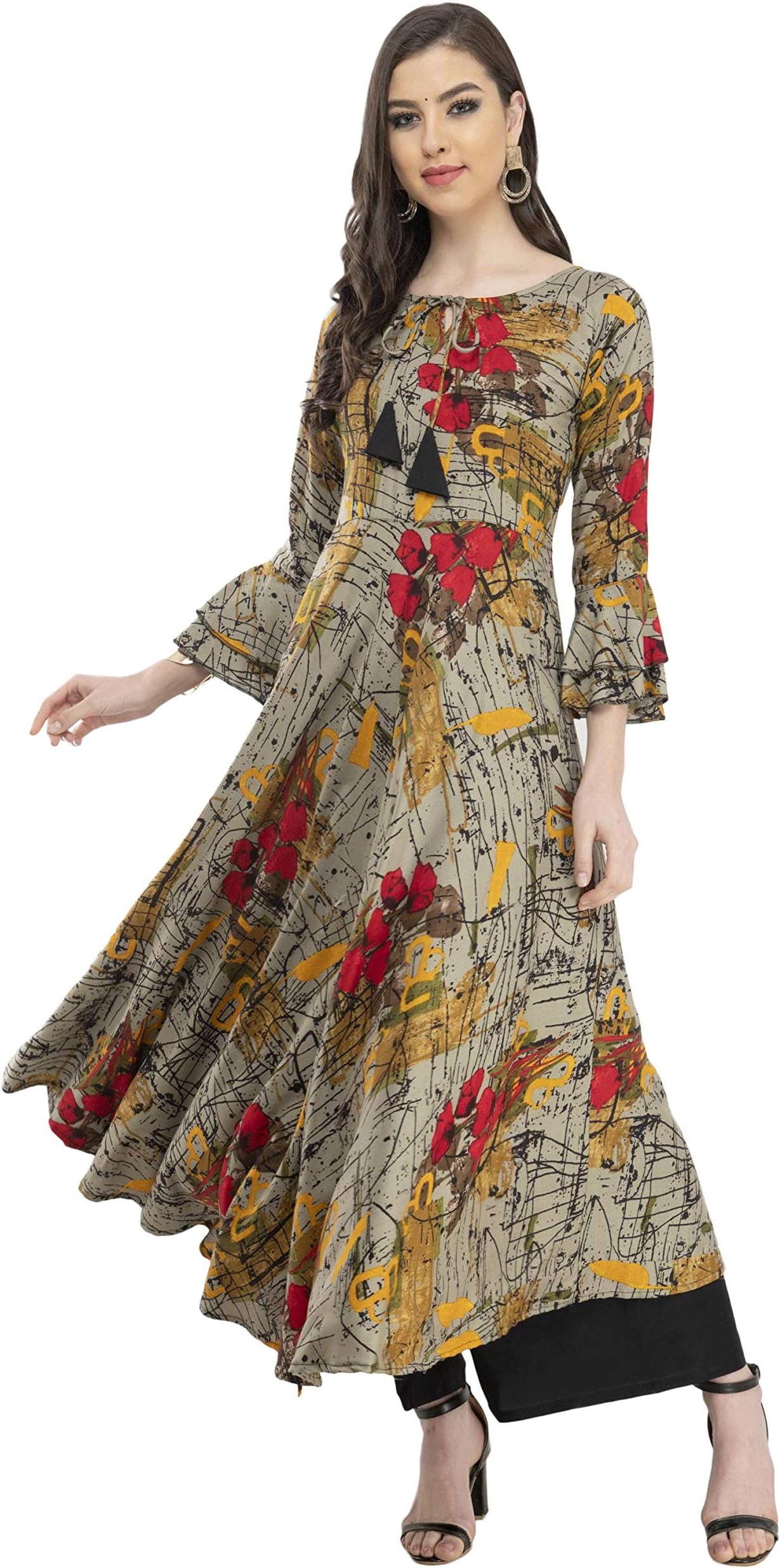 AnjuShree Choice Women Stitched Rayon Floral Print Anarkali Kurti Kurtis for Women