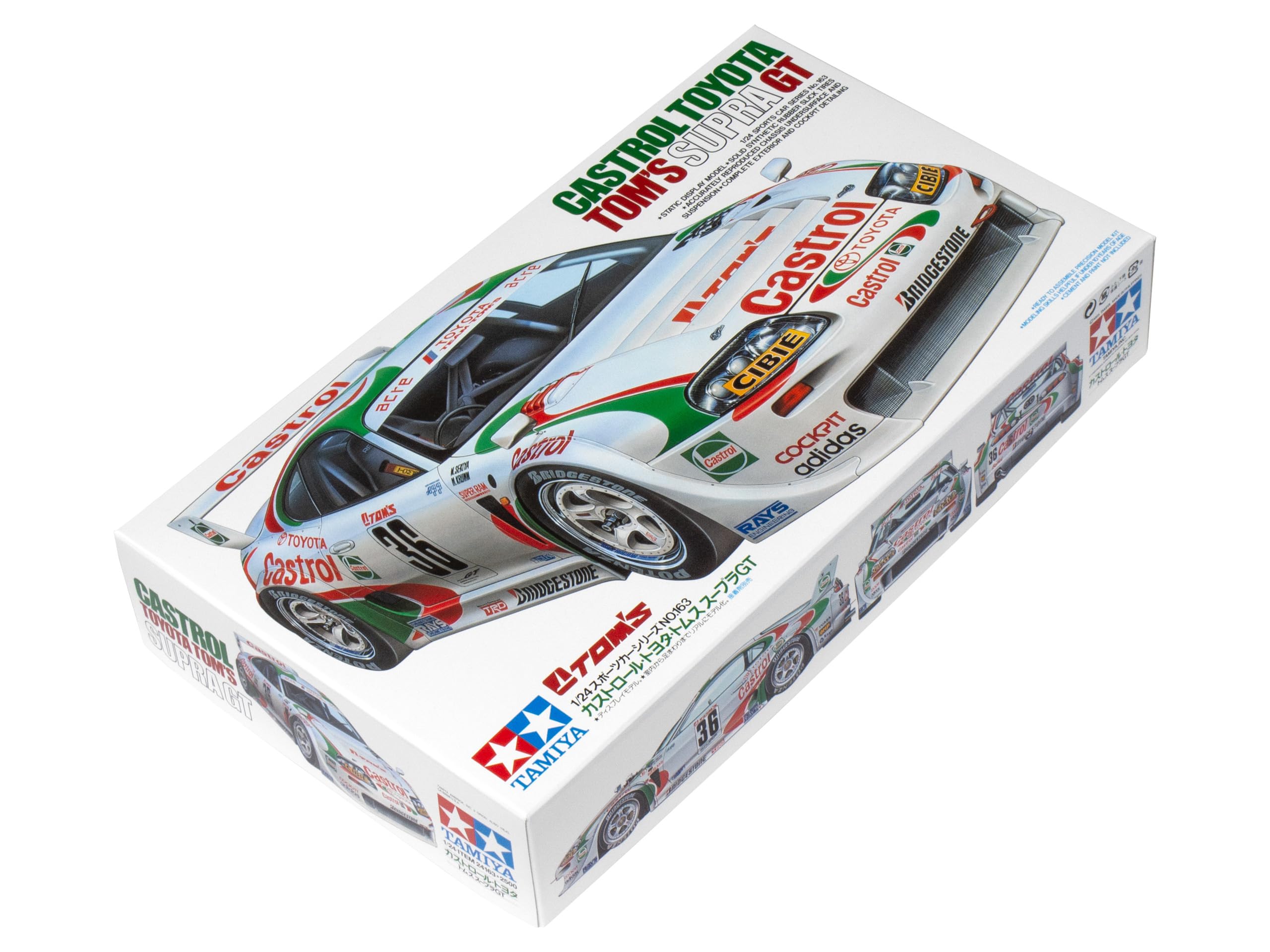 Tamiya 24163 1:24 Castrol Toyota Tom´s Supra GT, Modellbausatz,Plastikbausatz, Bausatz zum Zusammenbauen, detaillierte Nachbildung, Rot/Ausflug, einfarbig (Getaway Solids)