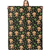 Cute Monkey & Leaf Blanket - Plush, Soft, Comfy, Lightweight, Warm, Fuzzy, Cozy Flannel Throw Blanket for Couch, Travel, Bed, Office, Outdoor - 50in×60in