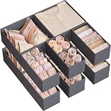 SONGMICS Drawer Organisers Set of 12 Foldable Fabric Storage Boxes Slate Grey