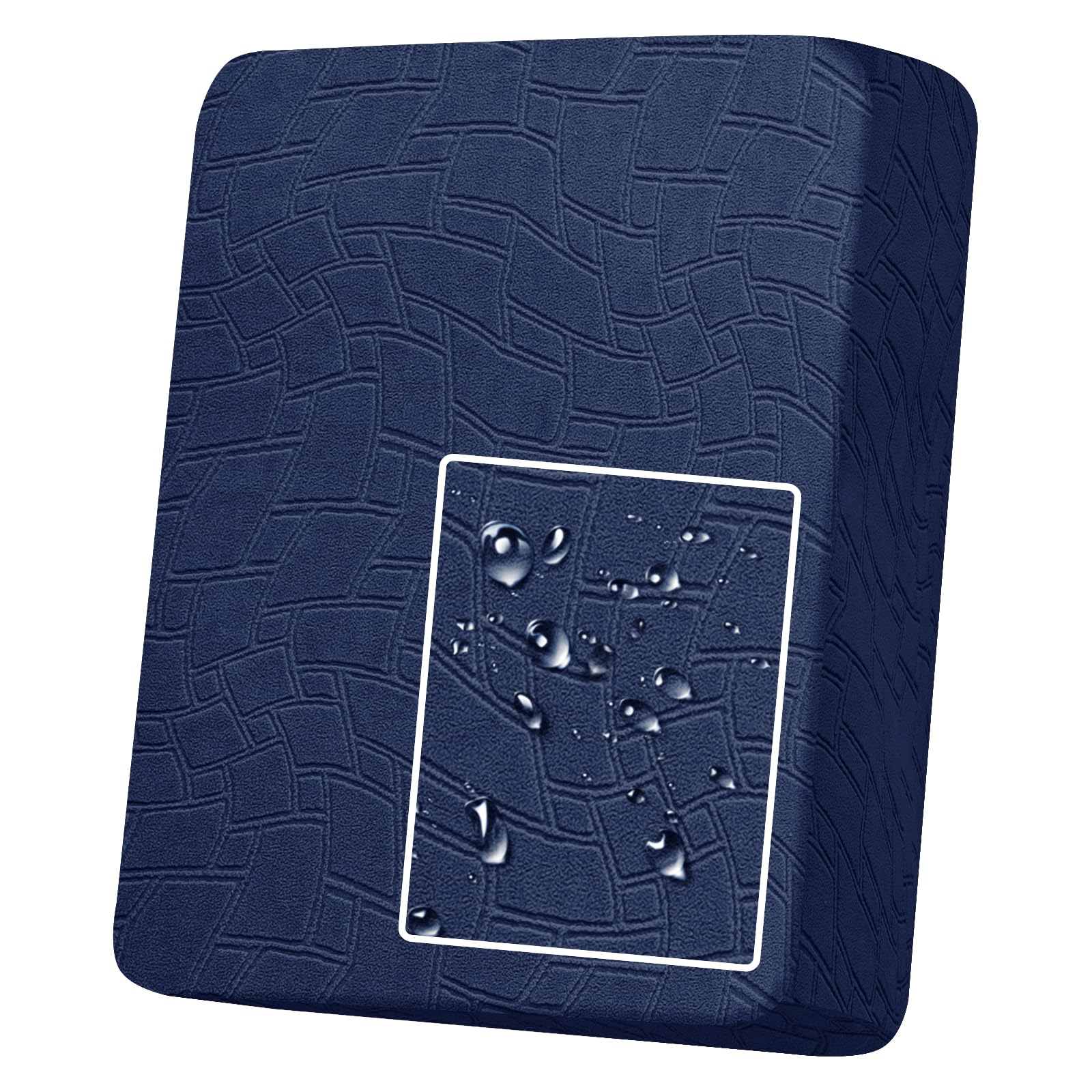 MAXIJIN Waterproof Sofa Seat Cushion Cover Jacquard Sofa Seat Cover Non-Slip Couch Seat Slipcover Protector Replacement for Individual Cushion with Elastic Bottom (Navy Blue, 1 Seater)