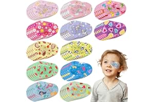 Panitay 60 Pieces Kids Girls Eye Patches Toddler Adhesive Patch Bulk Cotton Fabric Pad Breathable with Lazy Eye for Pediatric Amblyopia,12 Styles Regular Size
