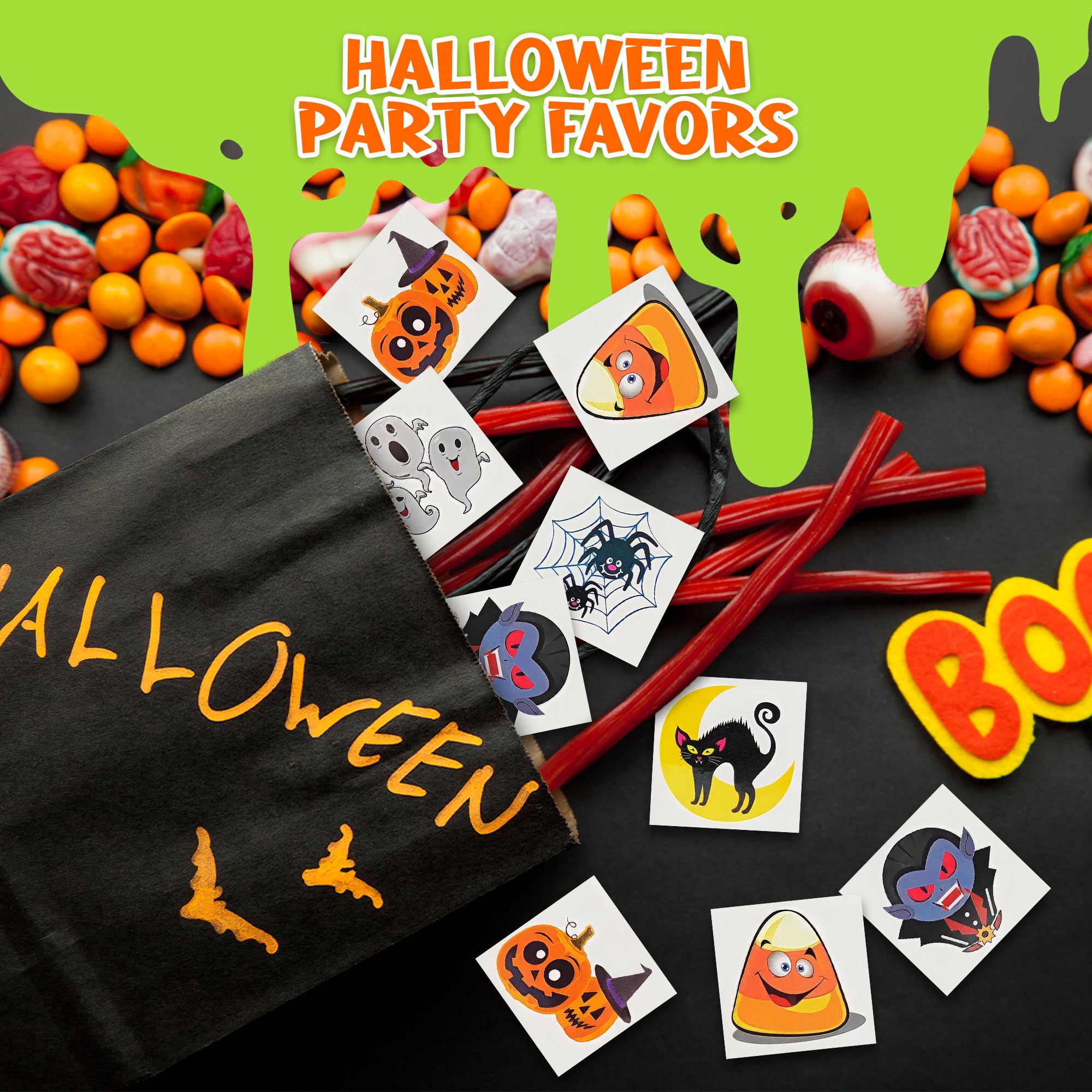 ArtCreativity Halloween Temporary Tattoos for Kids - Pack of 144-2 Inch Non-Toxic Tats Stickers for Boys and Girls, Best for Halloween Party Favors, Treats, Décor, Goodie Bags - 6 Assorted Designs