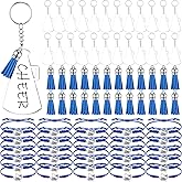 Sureio 48 Pcs Cheerleader Gifts 24 Cheer Bracelets 24 Cheer Keychain for Team Backpack Purse Cheerleading Accessories Bulk Gifts(Blue)