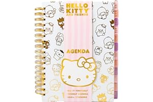 HORIZON GROUP USA Hello Kitty and Friends Agenda, 70 Pages, Hardcover Planner, Kuromi Stickers, Sanrio Stuff, Cute School Supplies, Stationery and Accessories