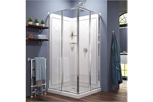 DreamLine Cornerview 36 in. D x 36 in. W x 76 3/4 in. H Framed Sliding Shower Enclosure in Chrome with White Base and Backwalls, DL-6150-01