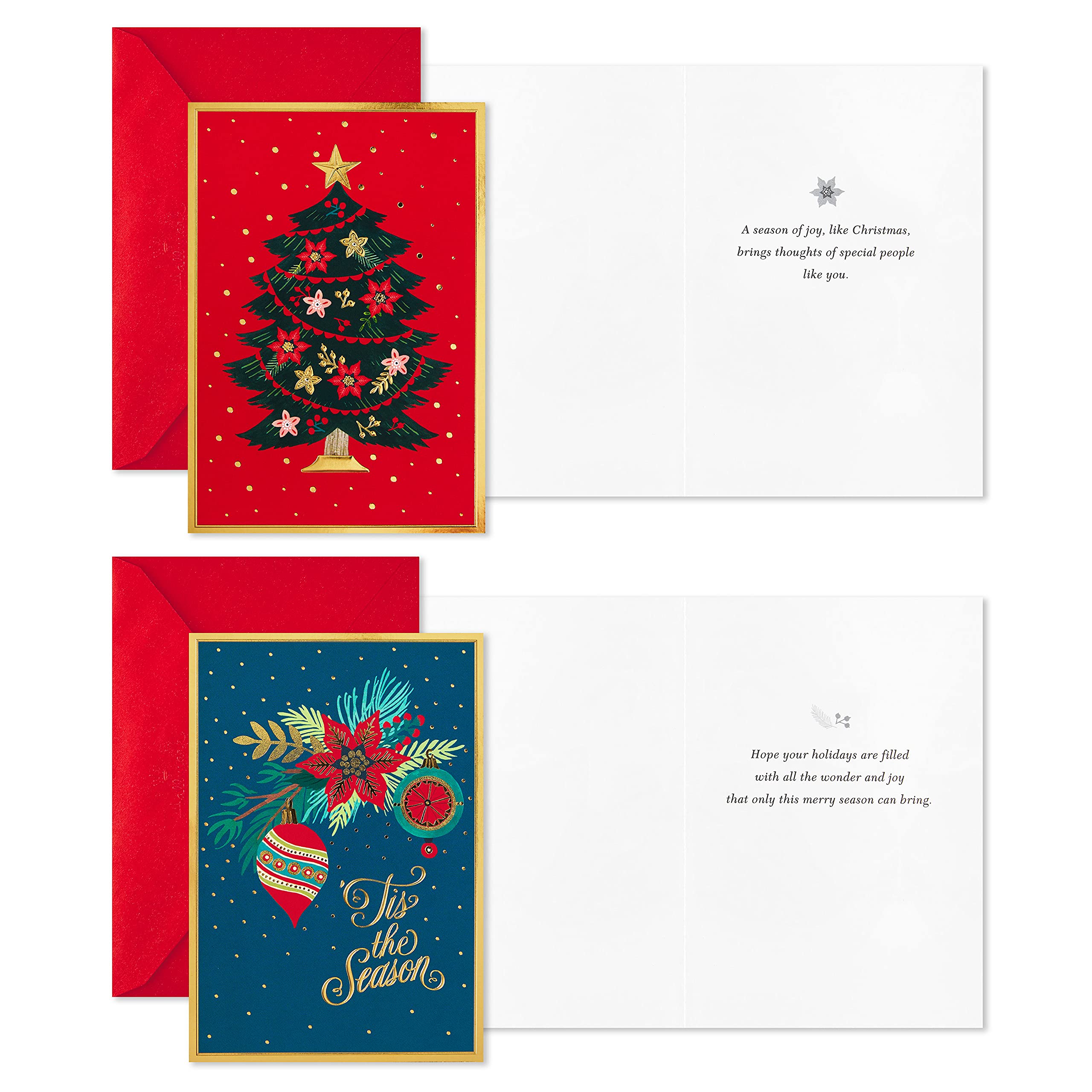 Hallmark Boxed Christmas Cards Assortment, Festive Foil (40 Cards and Envelopes)