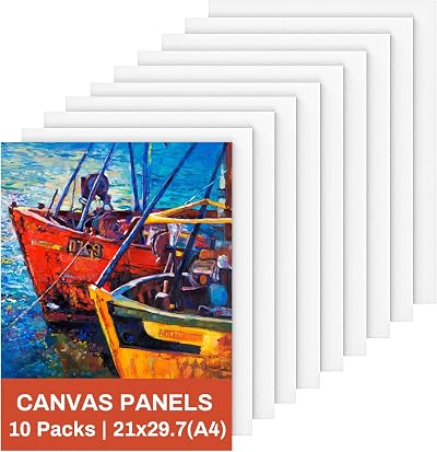 Koncci A4 Canvas 21X29.7cm 10 Pack Cotton Acid-Free for Acrylic Oil