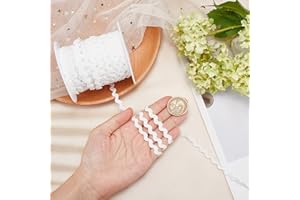 GORGECRAFT 50Yard Rick Rack Trim Ribbon Wave Sewing Bending Fringe Trim 5.5mm for Sewing Flower Making Wedding Party Lace Rib