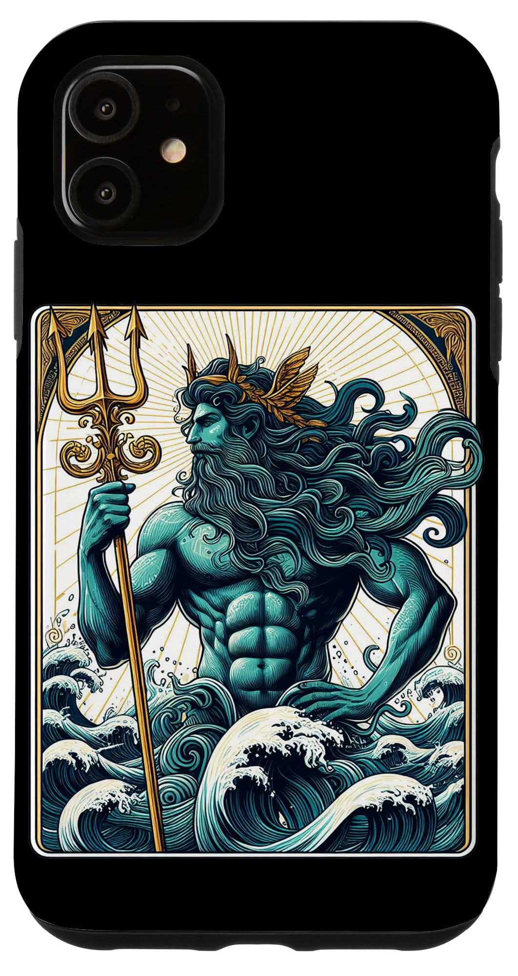 iPhone 11 Poseidon Trident Lord of the Sea Greek God Myth Tarot Card Case