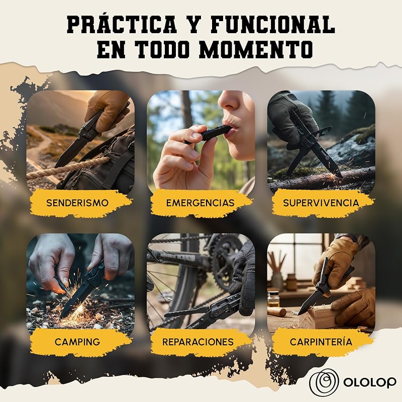 ® Navaja multiusos 23 en 1, incluye cuchillo de supervivencia