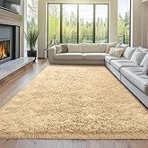 Beige Shag Area Rug Bedroom: 8x10 Shag Fluffy Area Rugs for Living Room- Plush Beige Rugs for Bedroom- Large Fuzzy Soft Modern Rugs for Kids Room, 8x10 Feet