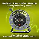 Masterplug Pro-XT Four Socket Open Cable Reel 25m Green High Visibility view 2
