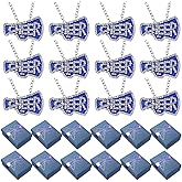 Liliaafar 12 Set Cheer Necklaces for Cheerleaders with Gift Boxes Cheerleading Pendant Necklaces Jewelry Gifts for Team Coach(Blue)