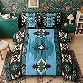 Erosebridal Western Bed in a Bag King Size Comforter Set 7 Pieces, Boho Decor Aztec Bedding Sets Ethnic Tribal Arrow Retro Geometric Comforter and Sheet Set, Southwestern Triangle Diamond Room Decor