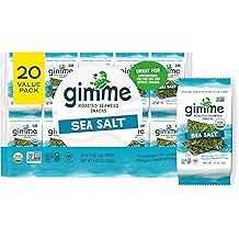 Gimme Seaweed Organic Premium Roasted Seaweed Snacks, Sea Salt, 20 Count, Keto, Vegan, Gluten-Free, Great Source of Omega3s a