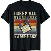 I Keep All My Dad Jokes in A Dad-A-Base Vintage Father Dad T-Shirt Small