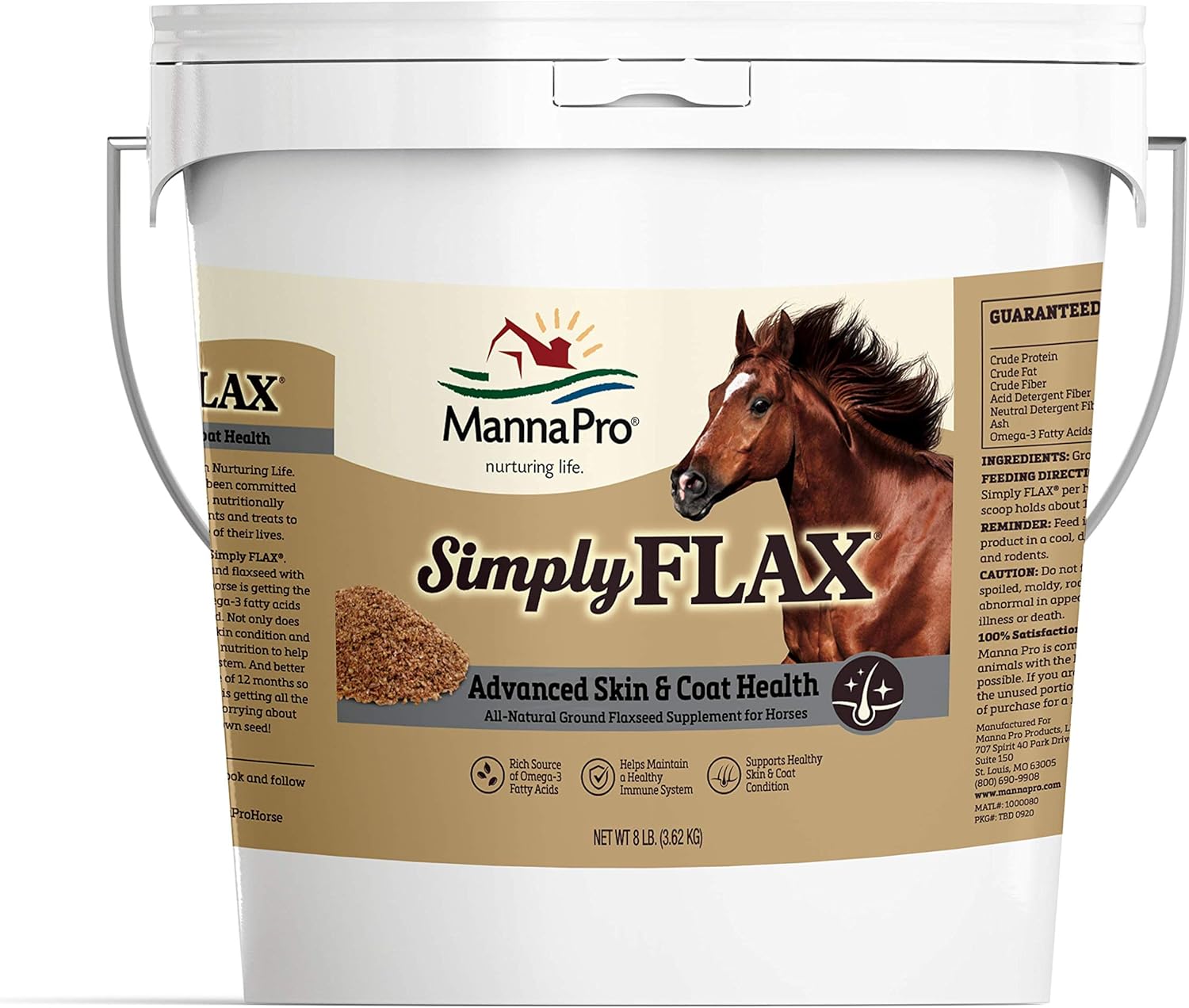 Manna Pro Simply Flax for Horses | Omega-3 Fatty Acids from Flaxseed | 8 Pounds : Horse Nutritional Supplements And Remedies : Pet Supplies