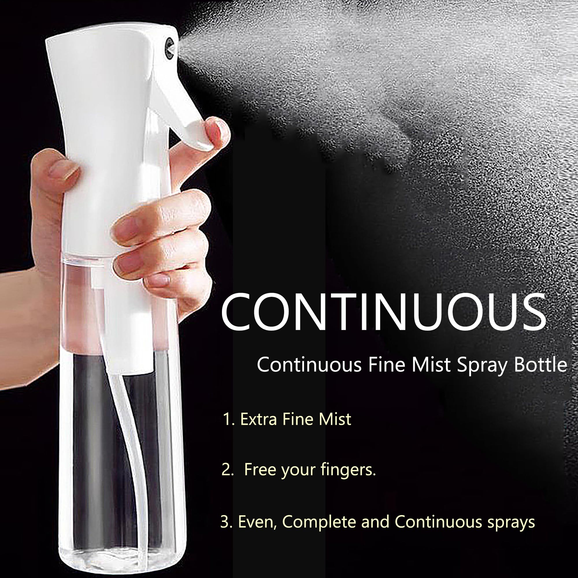 200ml Black & Pink Reusable Plastic Hair Oiling & Dye Application Bottle with Mist Spray & Continuous Spray, 3.2