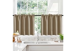 Deconovo Blackout Curtains for Bedroom - Room Darkening Thermal Insulated Window Curtains - Noise Reducing, Energy Efficient Rod Pocket Drapes for Living Room & Nursery, Taupe, 52W x 30L Inch