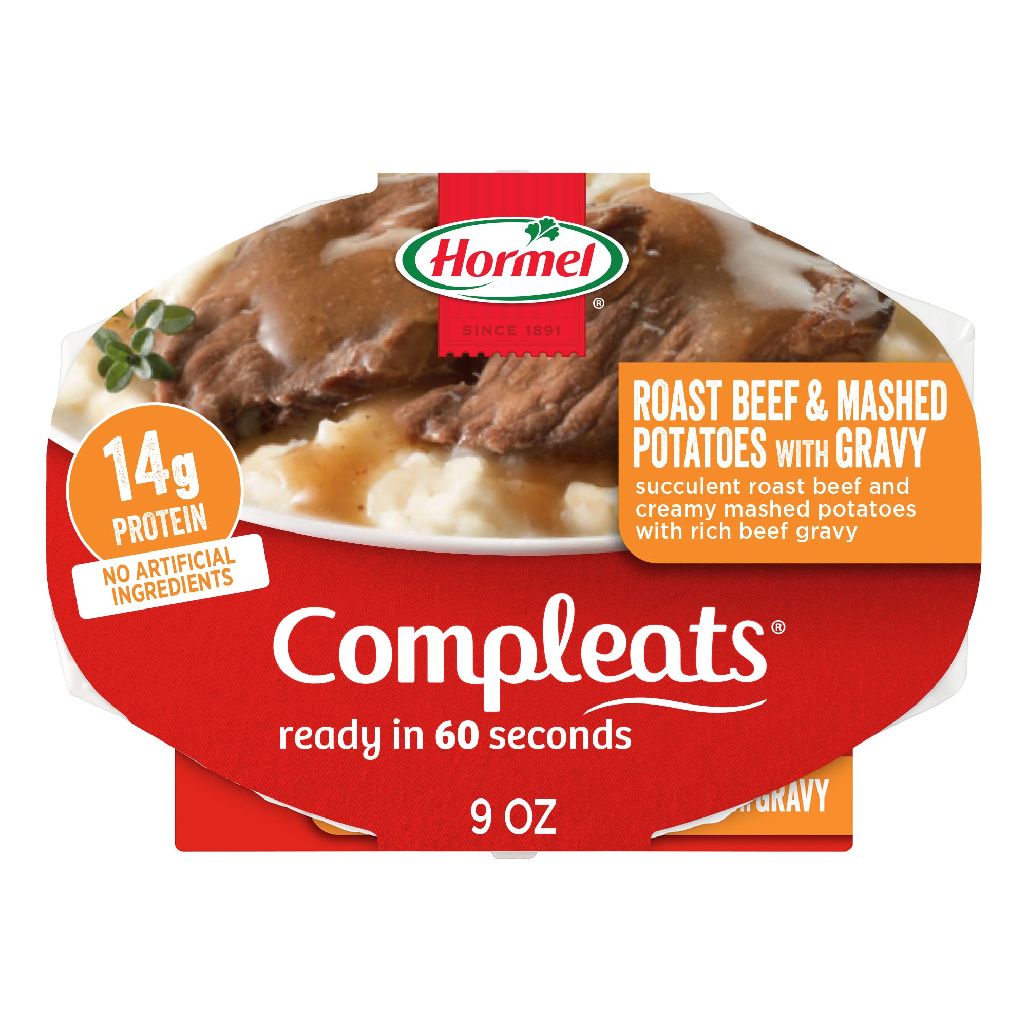 Photo 1 of ***** BB 04/22/2027***** HORMEL COMPLEATS Roast Beef & Mashed Potatoes With Gravy Microwave Tray, 9 Ounce (Pack of 6)