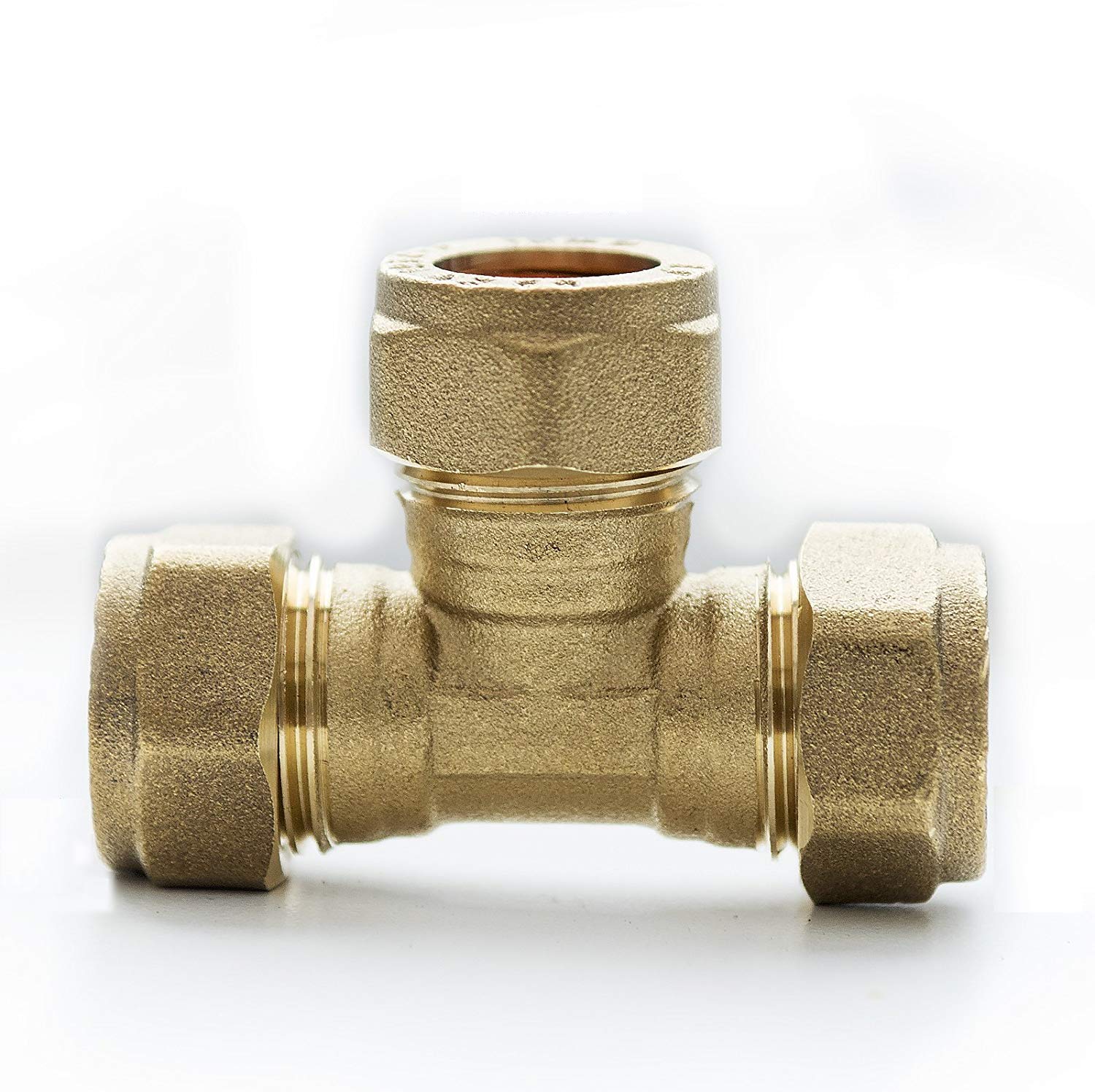 15mm Brass Compression Equal Tee Connectors - Packs of 5