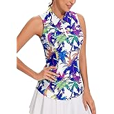 Soneven Women's Sleeveless Golf Top Floral Athletic Golf Wear Moisture Wicking Sleeveless Polo Quick Dry