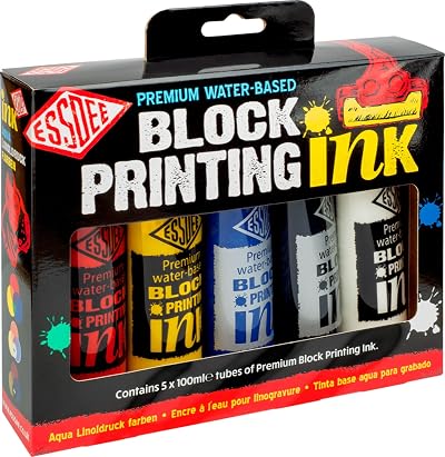 Essdee Block Printing Ink Pack of 5 Primary Colours 100ml Tubes