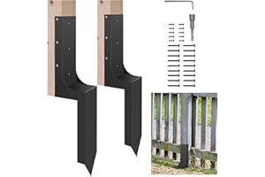 ArlinaL Fence Post Anchor Kit, Heavy Duty Steel Fence Post Repair Stakes, Fence Post Anchor Ground Spike for Wooden Fence Post (3.6"x3.6",2 Pack)